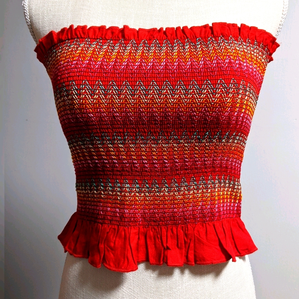 NWOT Forever 21 SMOCKED Tube Top Medium Red
